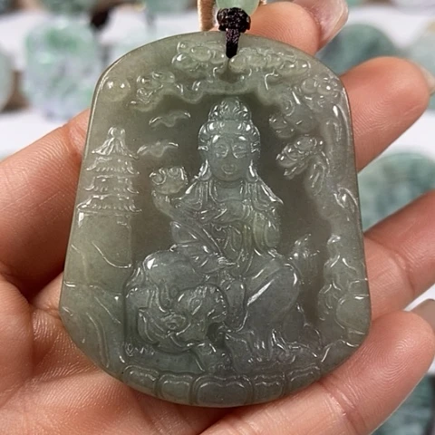 翡翠颈饰未镶嵌文殊菩萨福利