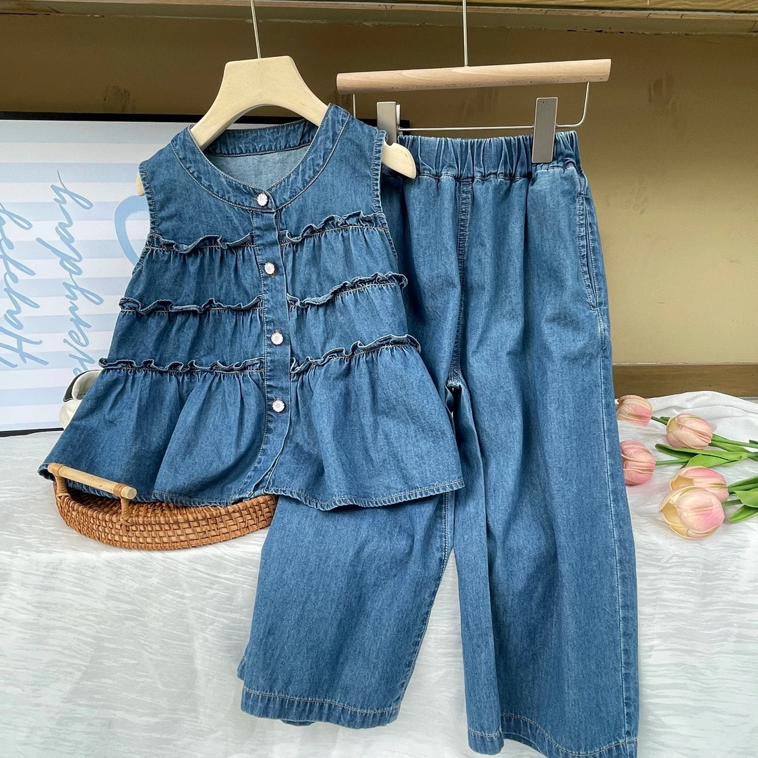 JS -  1822 娃娃衫长裤牛仔套装