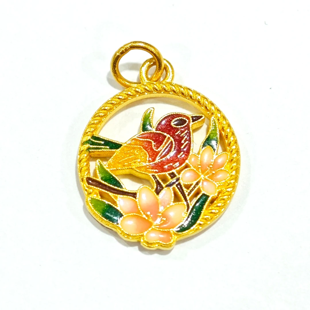 【配件】黄金足金高温烧蓝【喜鹊】