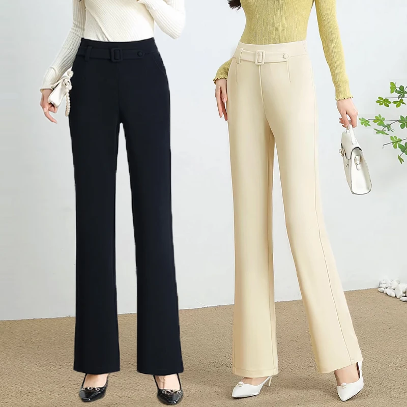 501夏季微喇裤长裤薄料松紧垂坠感高腰垂感显瘦抖抖裤