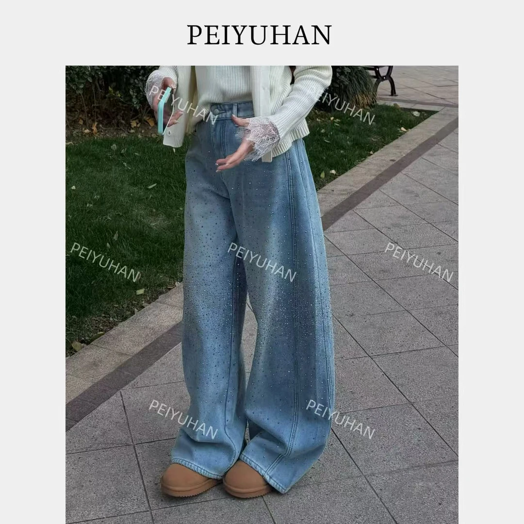 PEIERNA佩佩JA 【满天星牛仔阔腿裤】加绒牛仔裤 K12747 7017027