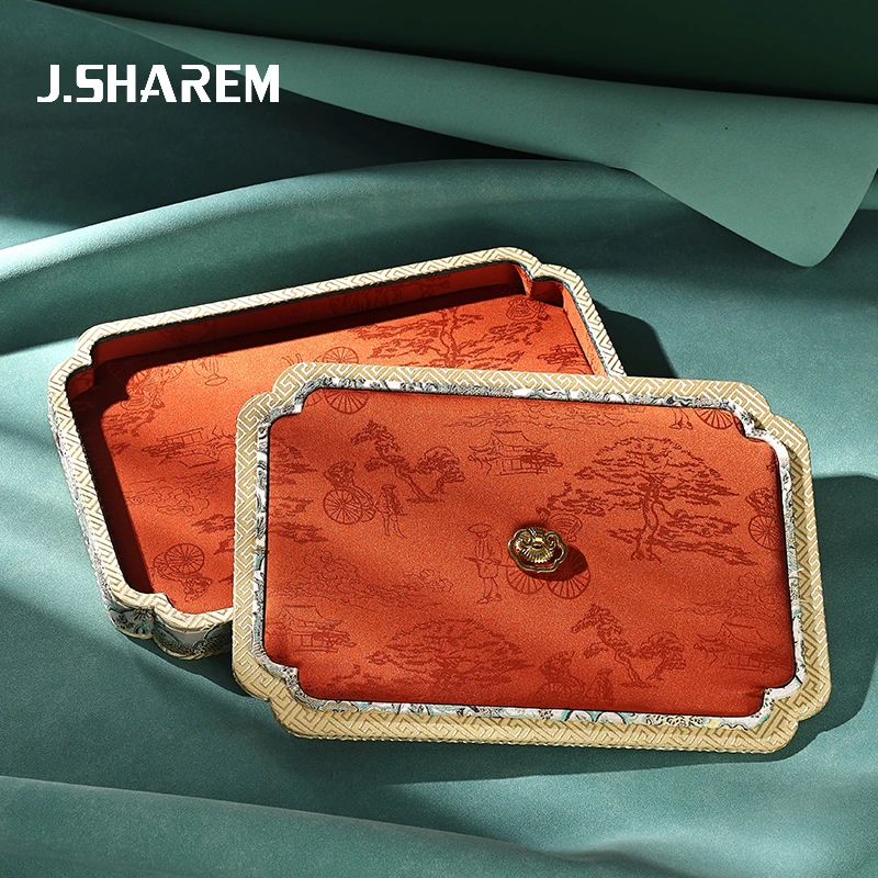 首饰展示架 首饰托盘国风黄金玉器珠宝展示盘翡翠看货盘收纳盒子