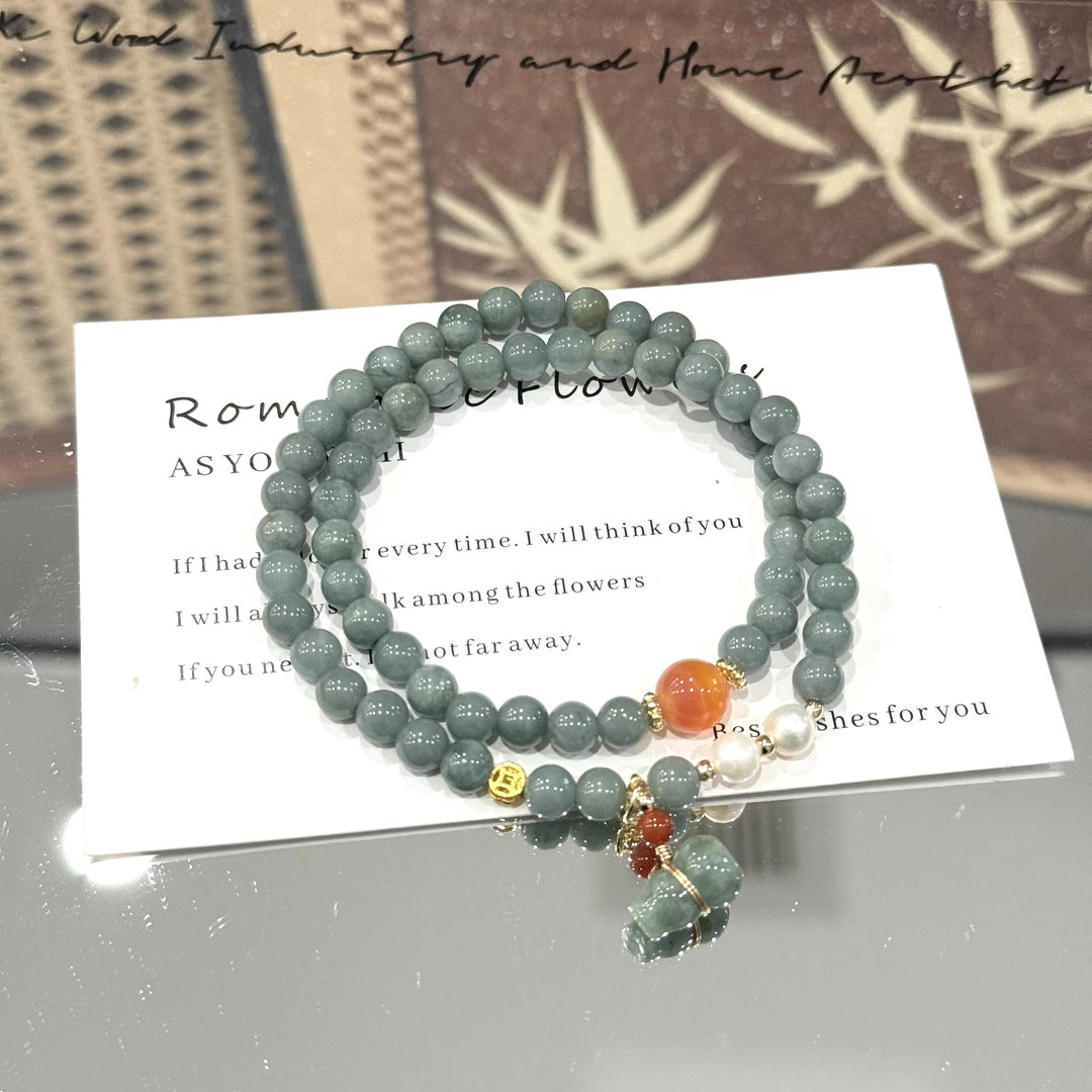 古风双圈蓝水翡翠葫芦女款叠戴轻奢高雅手链 多样性发一SL111