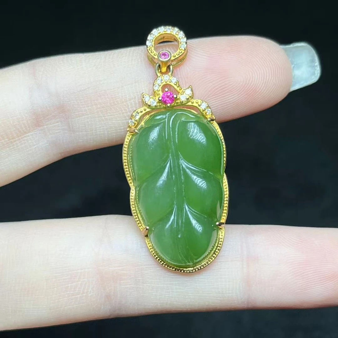 【花木兰珠宝】s925 银镶和田玉吊坠 Y13553【 14*24mm+】多样性发一