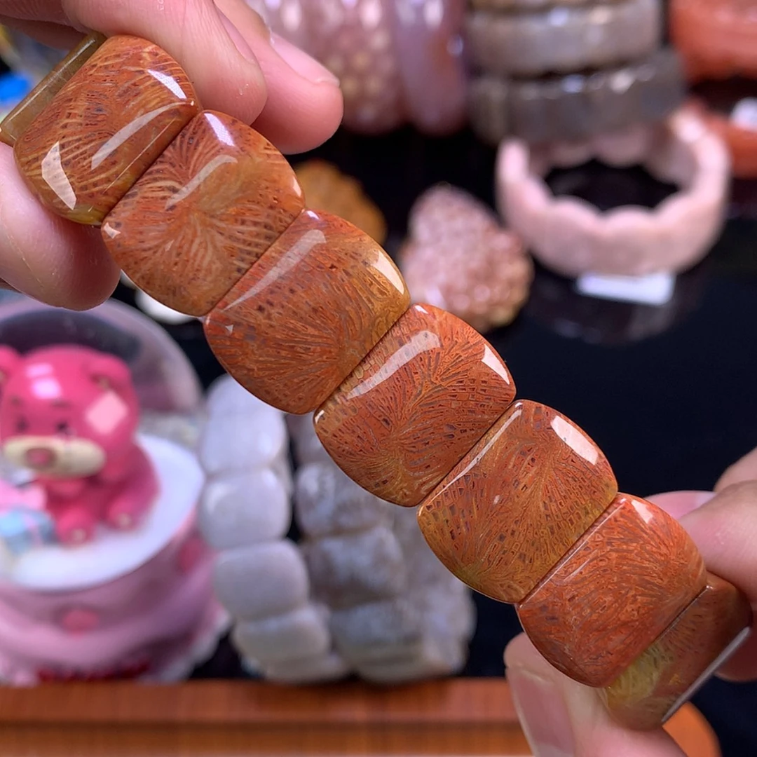 【闪购商品】颈饰未镶嵌硅化珊瑚（珊瑚玉）71号红彩凤尾300