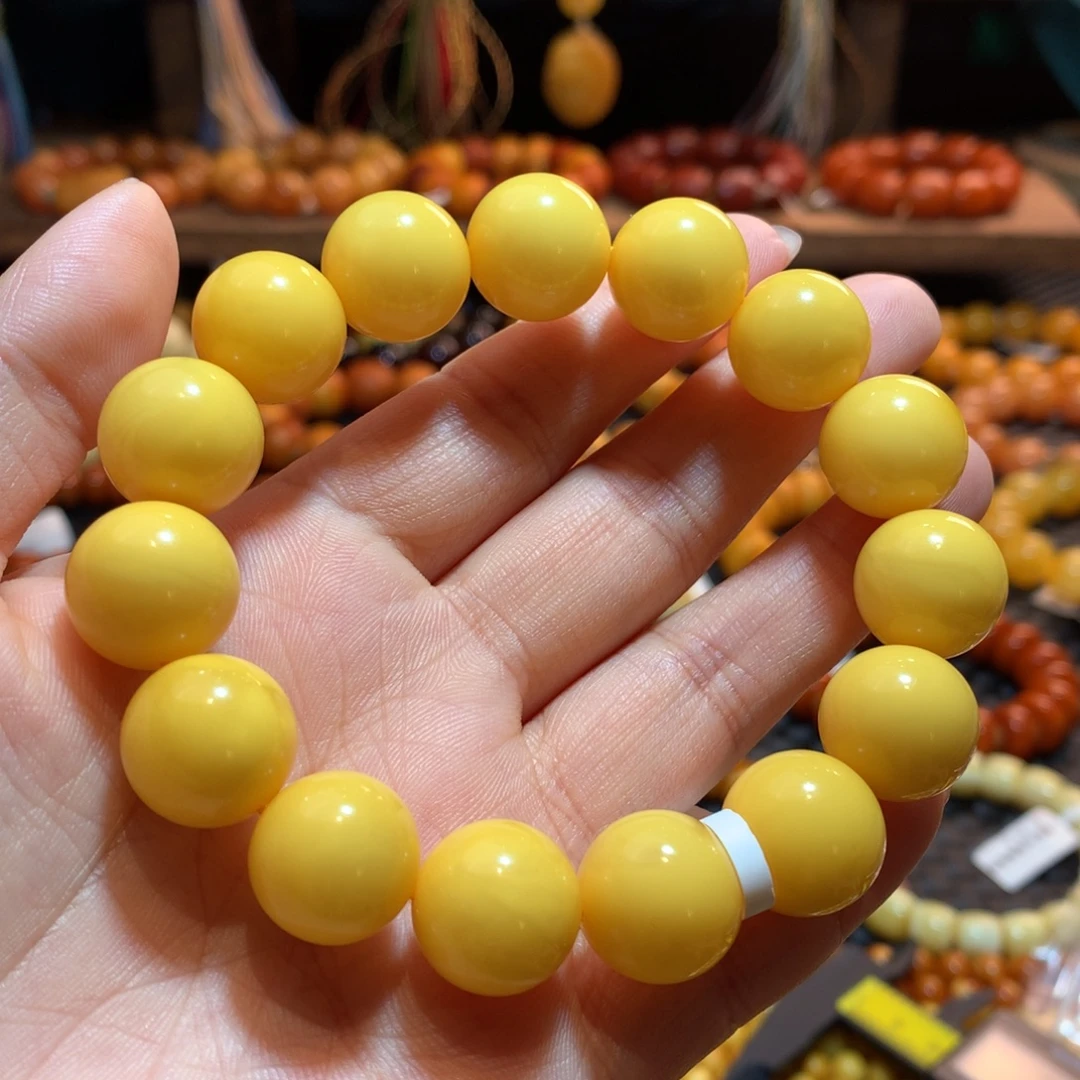 花***凉蜜蜡未镶嵌手串蜜蜡手串
