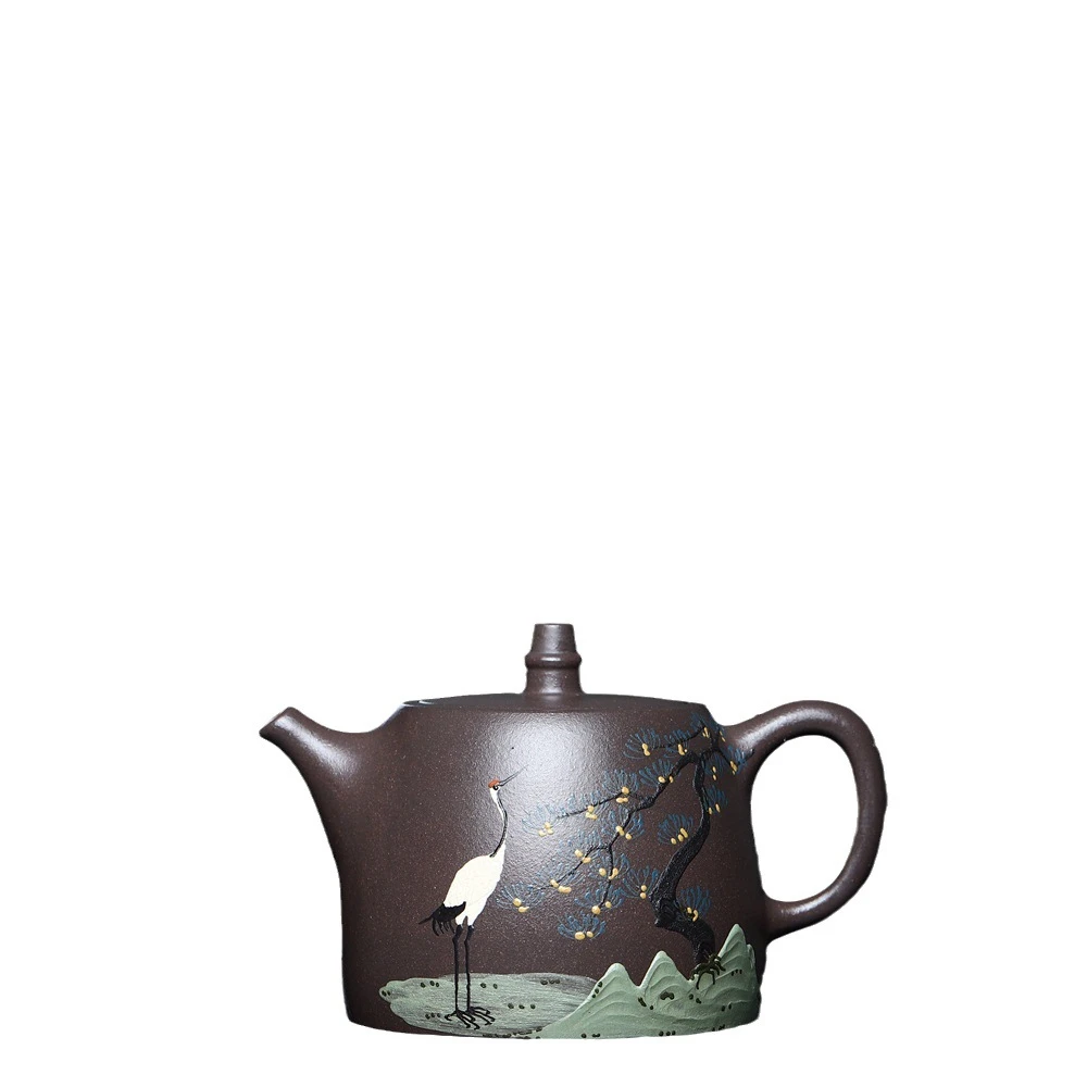 松鹤延年汉铎壶宜兴原矿天青泥泥紫砂壶全手工泡茶壶家用直播供货