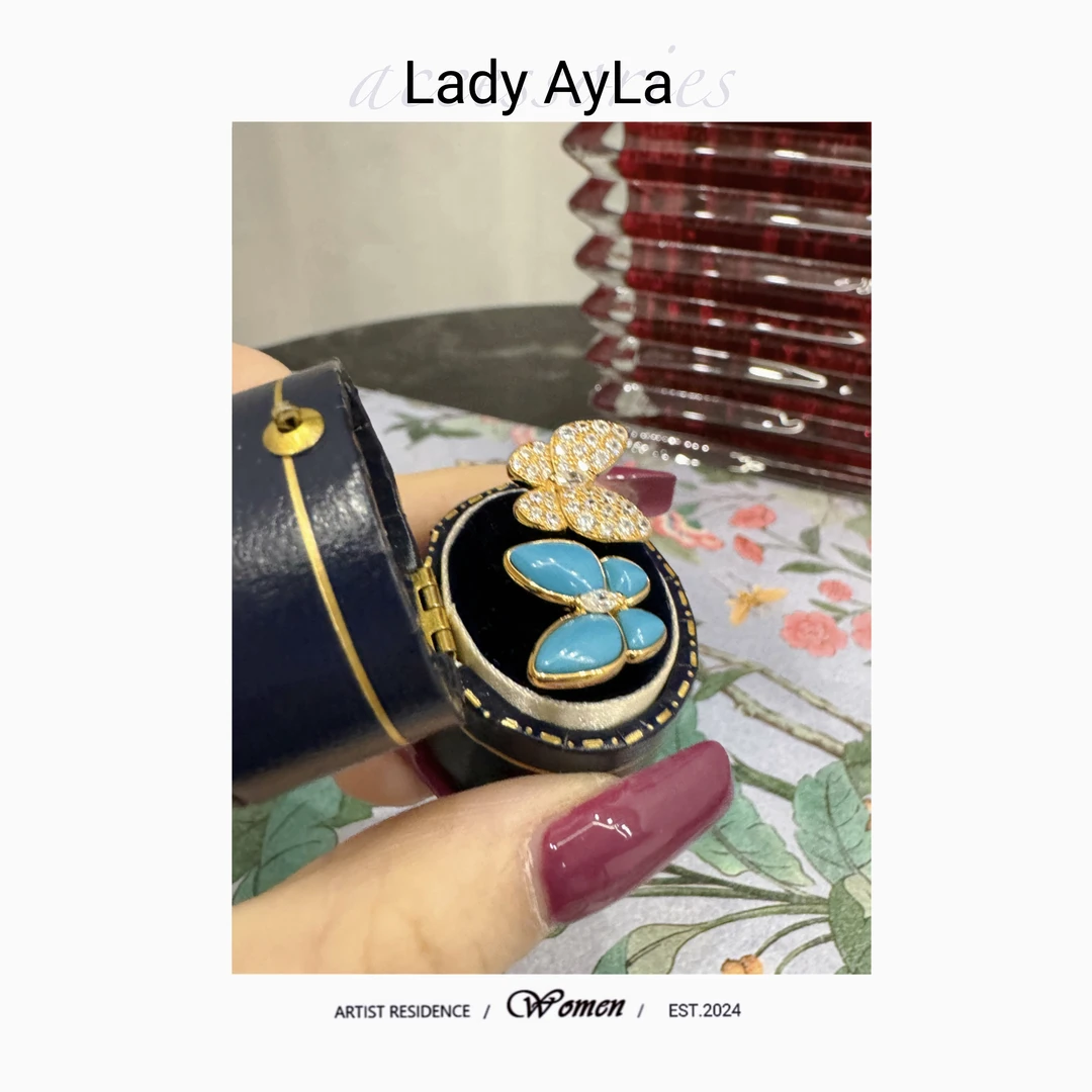 925银合成锆石戒指 蝴蝶轻奢时尚戒指AL845