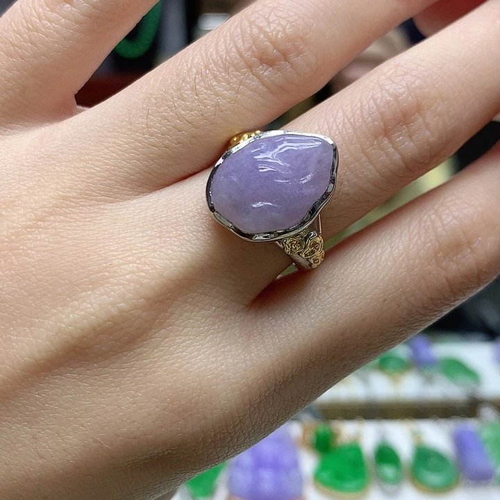 翡翠戒指未镶嵌天然翡翠a货敏