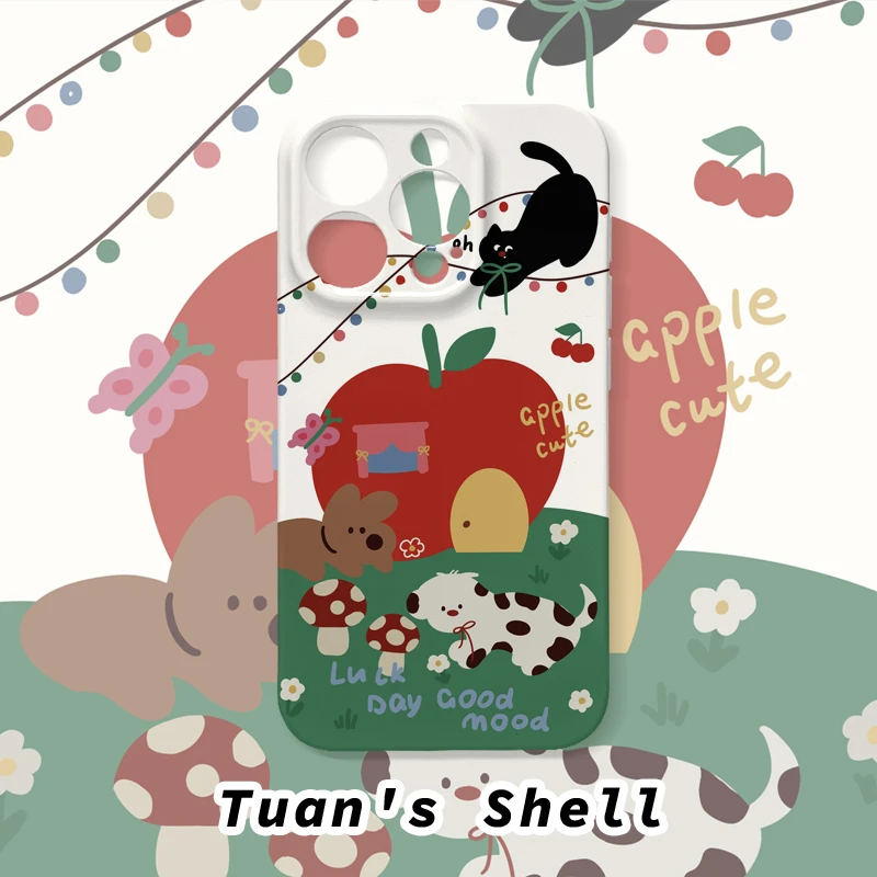 红苹果房子狗狗菲林软壳适用苹果VIVO华为OPPO小米卡通风手机壳女
