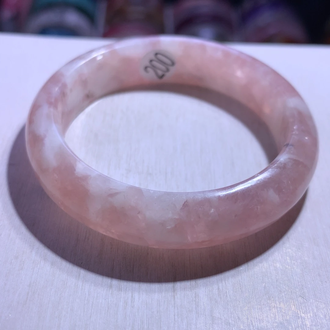 手镯银S925镶嵌水晶粉祖母50.7圈200