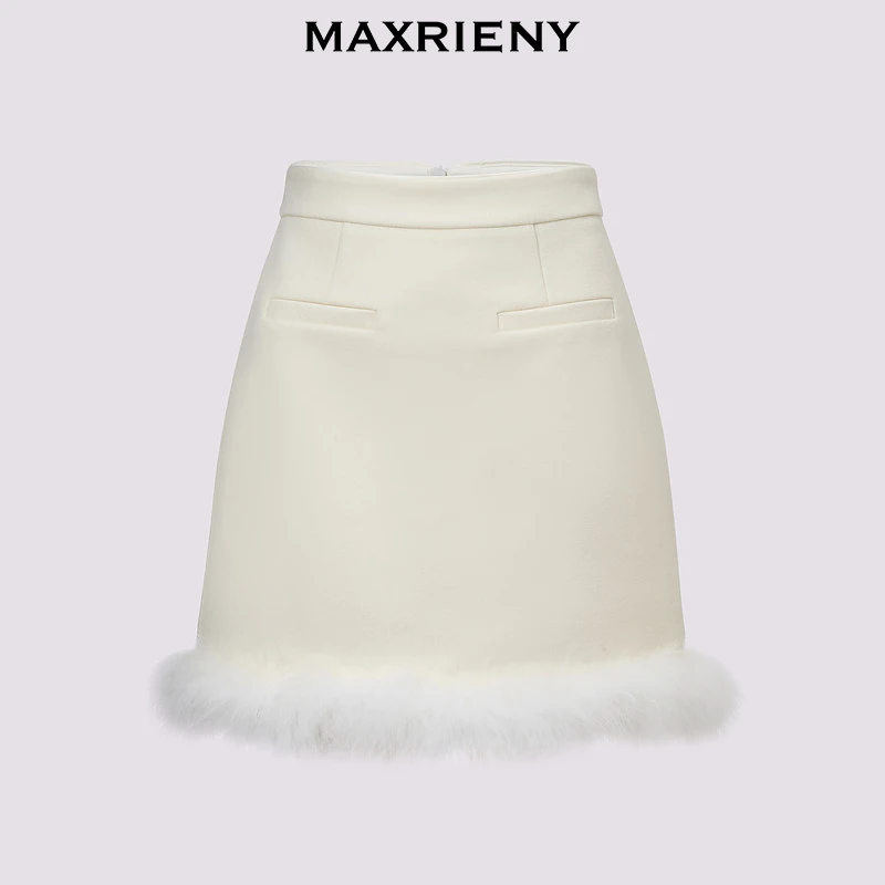 【芊芊专属】MAXRIENY精致浪漫感高腰a字半身短裙20冬季新款