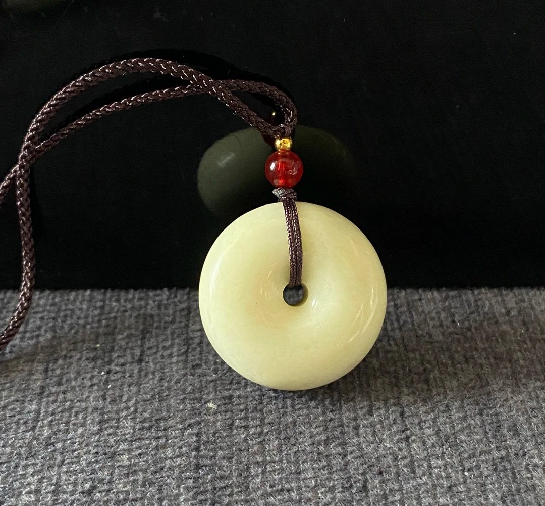 天然鹿角雕刻素面平安扣2.3果冻料