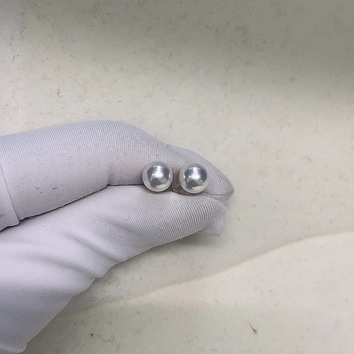 海水珍珠耳钉还6.5-718K金镶嵌