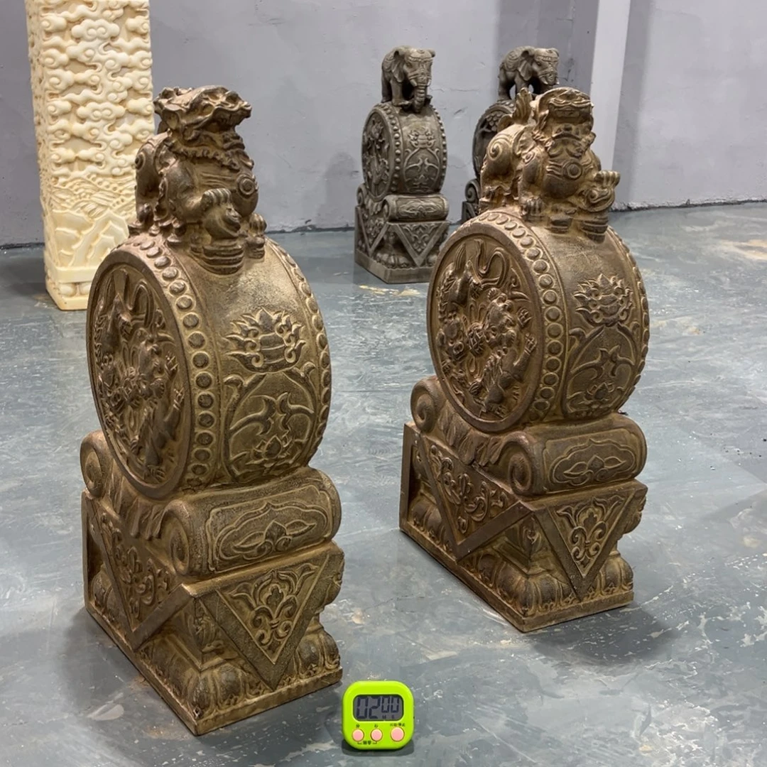 黑青石材质抱鼓石