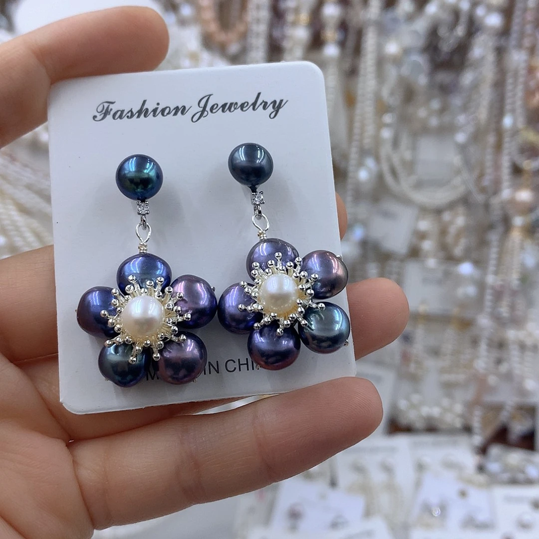 项链耳饰银S925镶嵌淡水珍珠