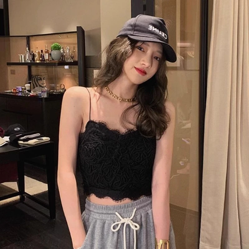 性感别致蕾丝小吊带背心女夏季西装内搭美背打底冰丝抹胸外穿上衣