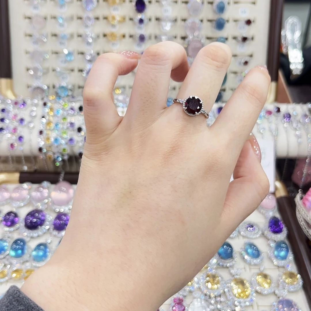 戒指烟晶银S925镶嵌