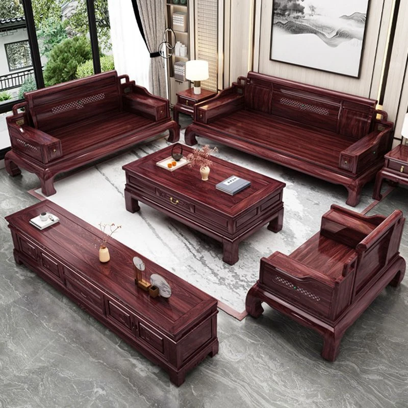澳洲酸枝木沙发新中式实木沙发组合全实木客厅全套家具冬夏两用款