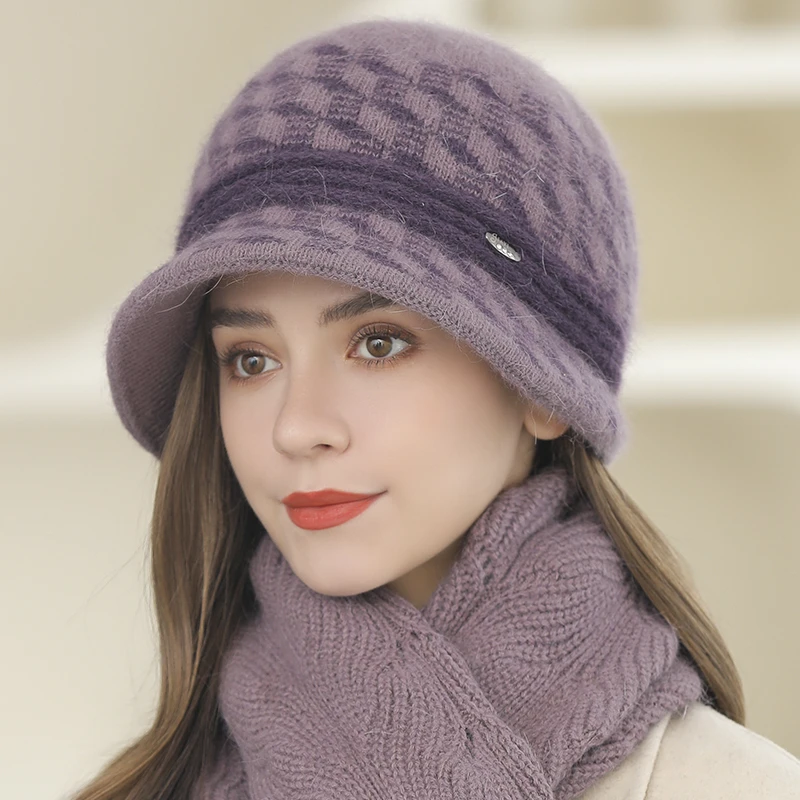 中老年人帽子女冬天妈妈针织毛线帽奶奶加绒厚保暖护耳老太太棉帽