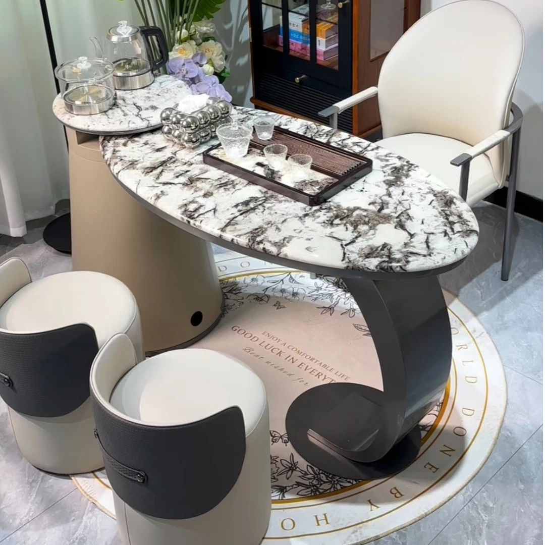 【雪山鎏金茶台】新款奢石茶桌组合客厅现代轻奢高级感办公家用一体