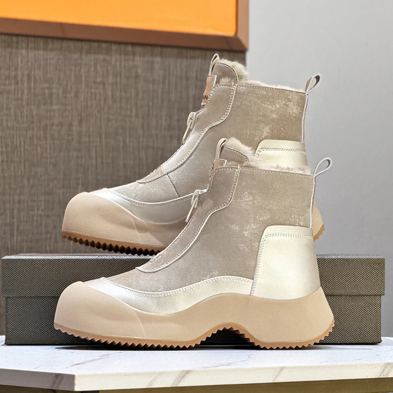 网红雪地靴女2025冬季加绒加厚棉鞋厚底防滑短靴东北保暖马丁靴子