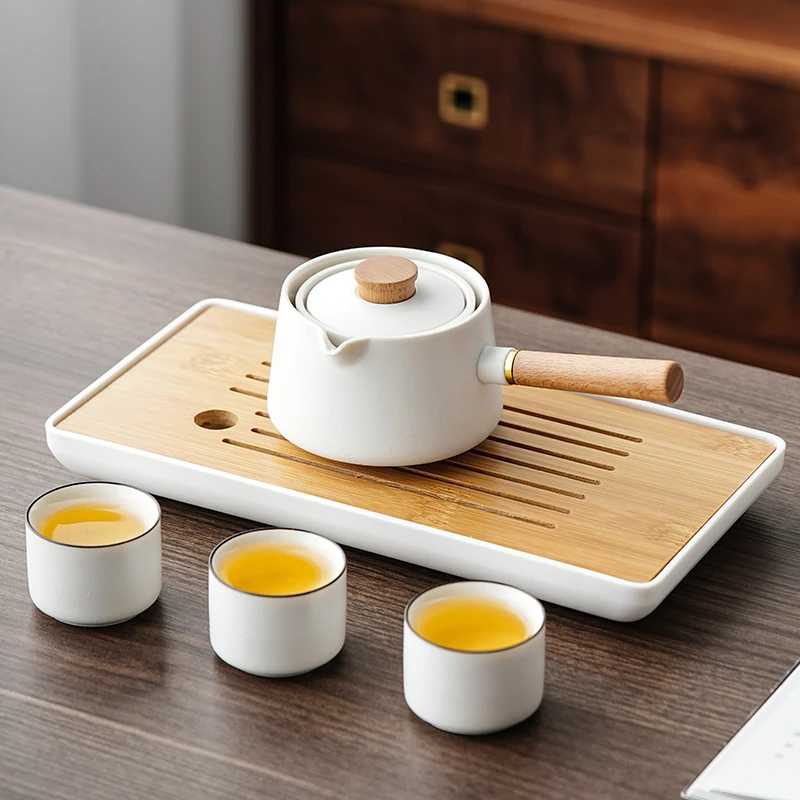 茶水分离泡茶神器定制logo懒人茶具自动旋转逍遥侧把泡茶壶不烫手