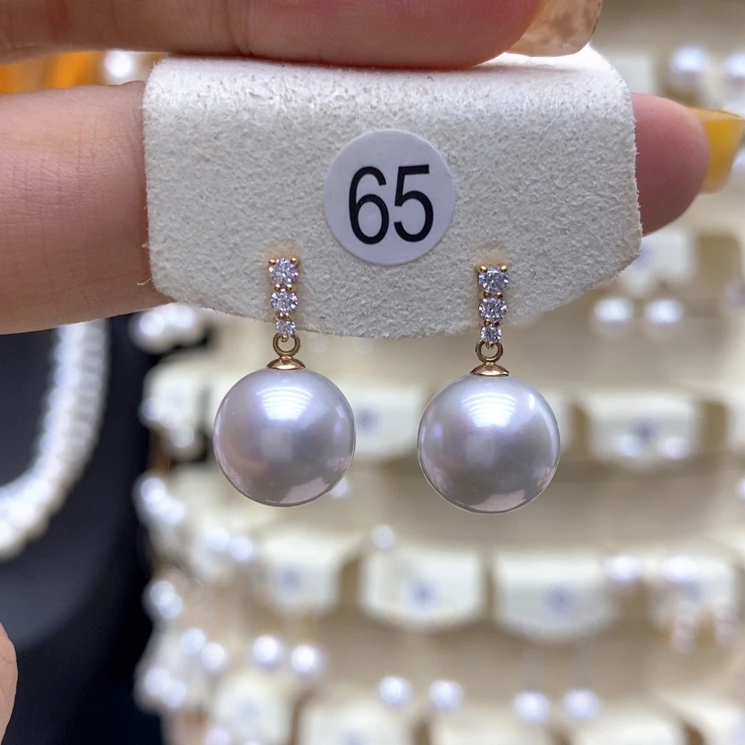 18K金镶嵌淡水珍珠耳饰