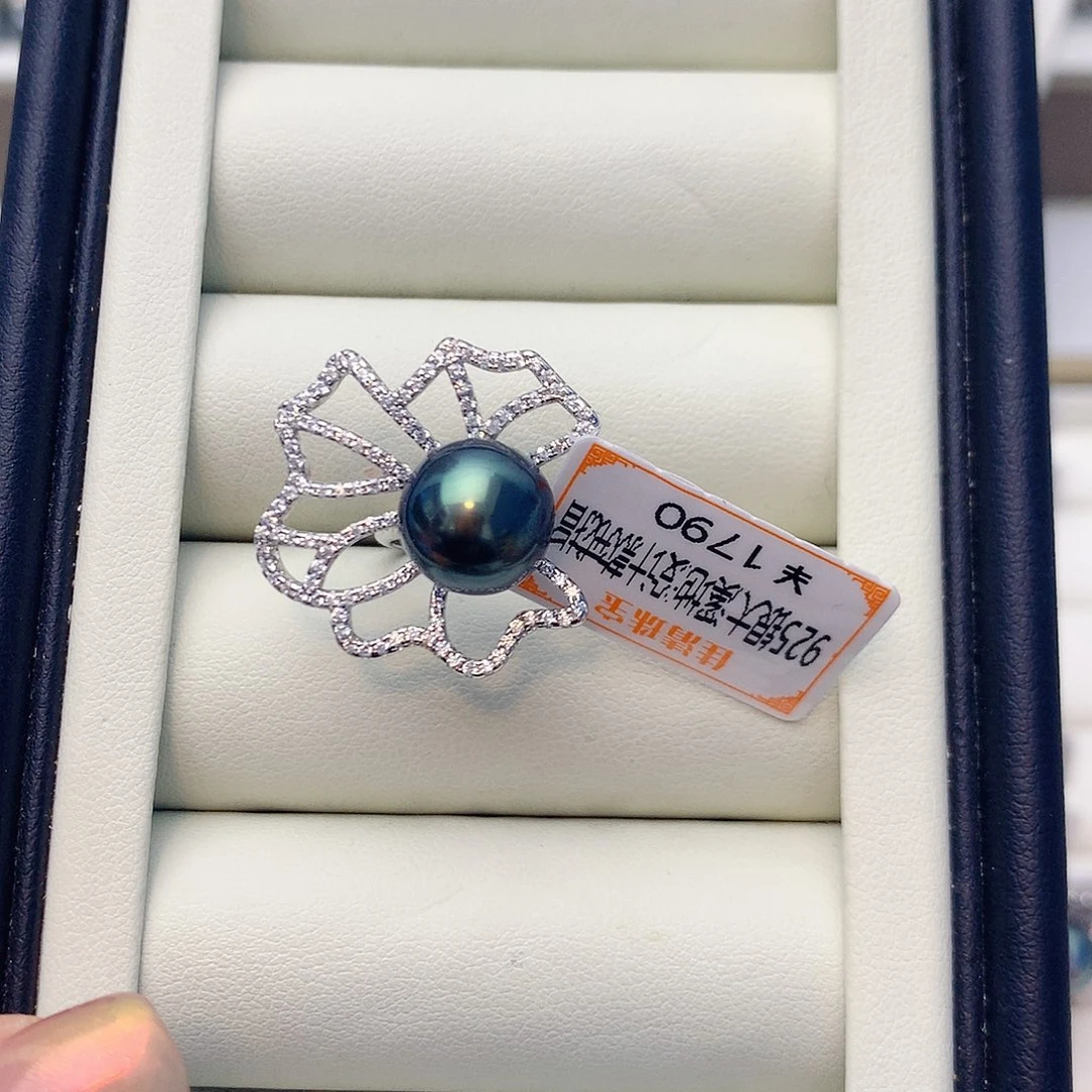 戒指银S925镶嵌海水珍珠W45