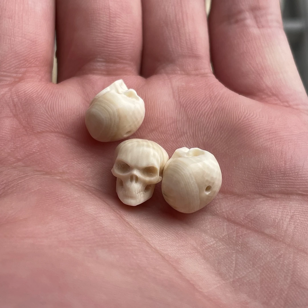 纯天然保真正品猛犸牙12大小骷髅头配串单圈108星月配饰