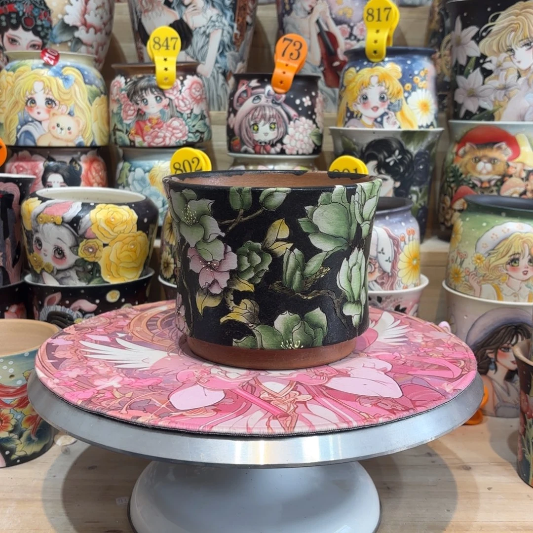 景德镇手绘花盆陶瓷13.5/12