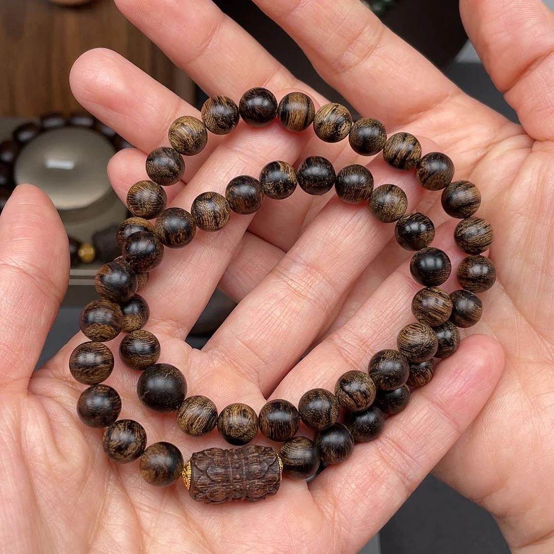 沉香手串煤*罐越南芽庄白棋0.8虎皮瘿子瘤疤