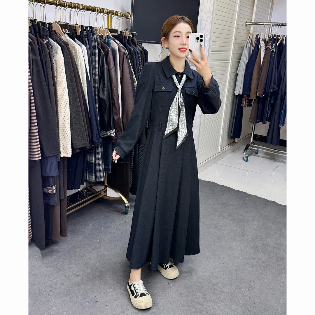 高级感连衣裙女2025秋季新款洋气减龄气质百搭收腰显瘦长袖衬衫裙