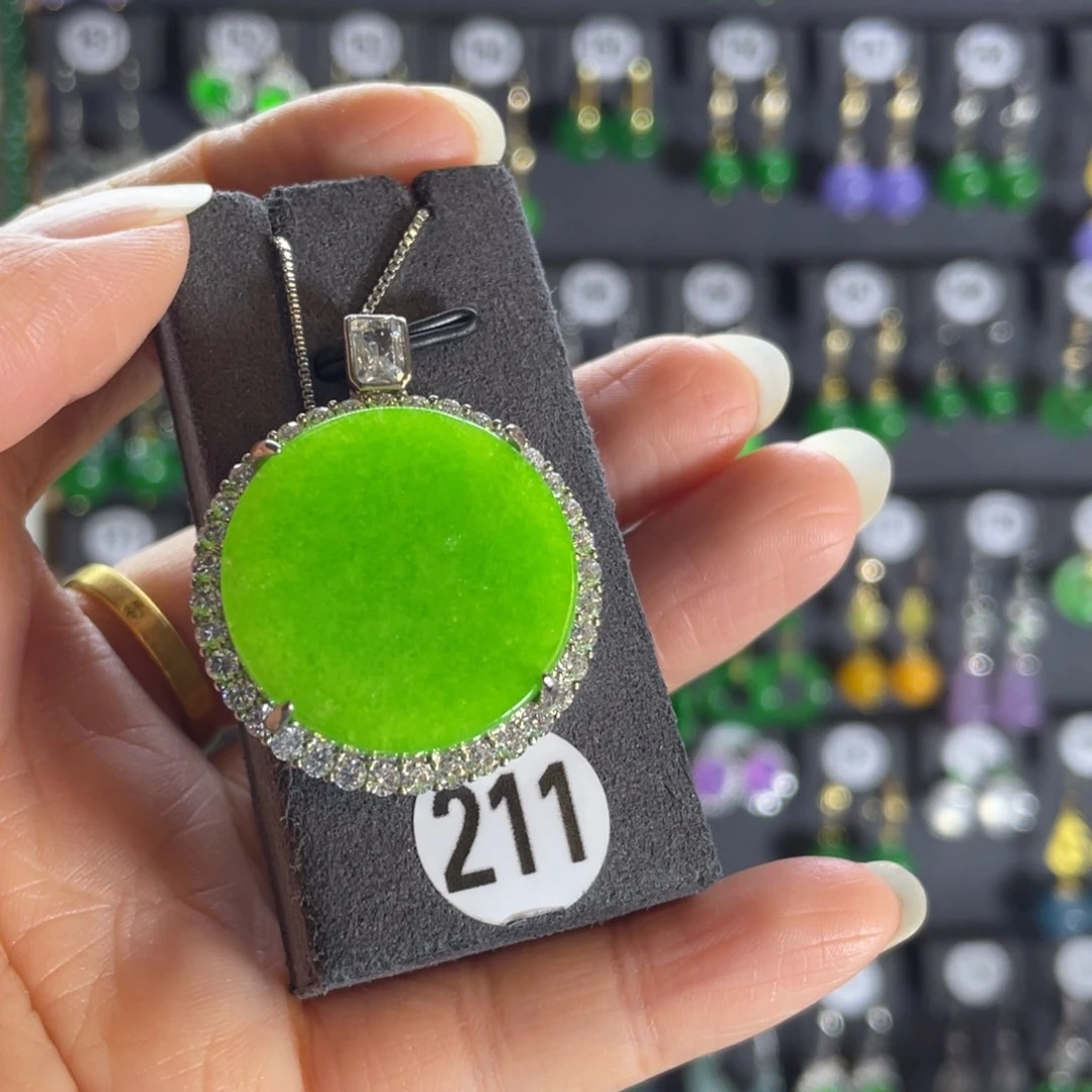 银S925镶嵌翡翠耳饰211