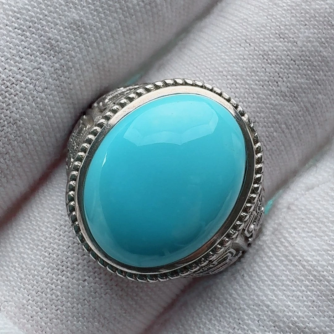 绿松石银S925镶嵌戒指