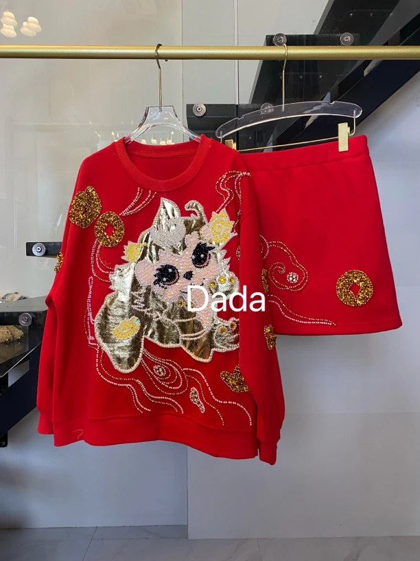 Dada设计款新款重工个性款休闲宽松大版时尚洋气套装C10177