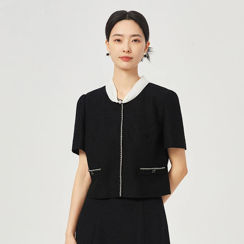 娜尔思气质时尚优雅显瘦香风短袖上衣2025年夏季新款女ND05000Q7