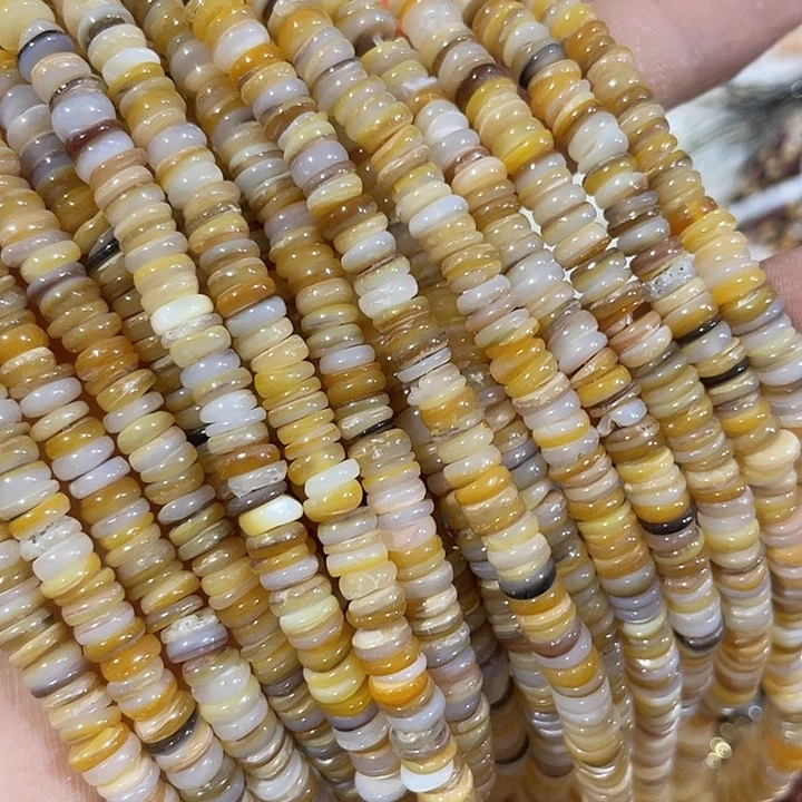 玛瑙/玉髓合金珠宝半成品一条6mm黄金贝不规则算盘隔片