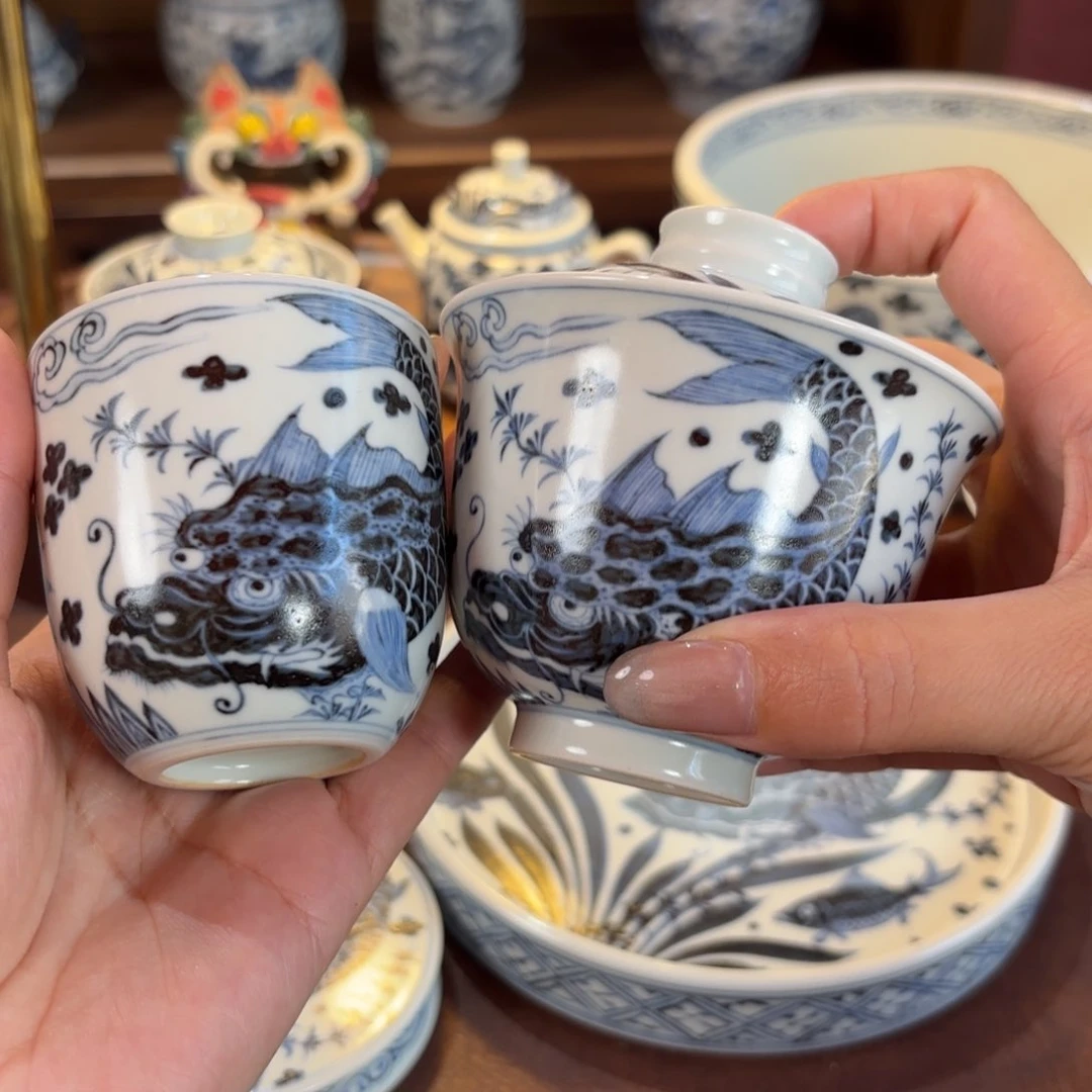 盖碗鳌鱼盖碗杯子博陵造物