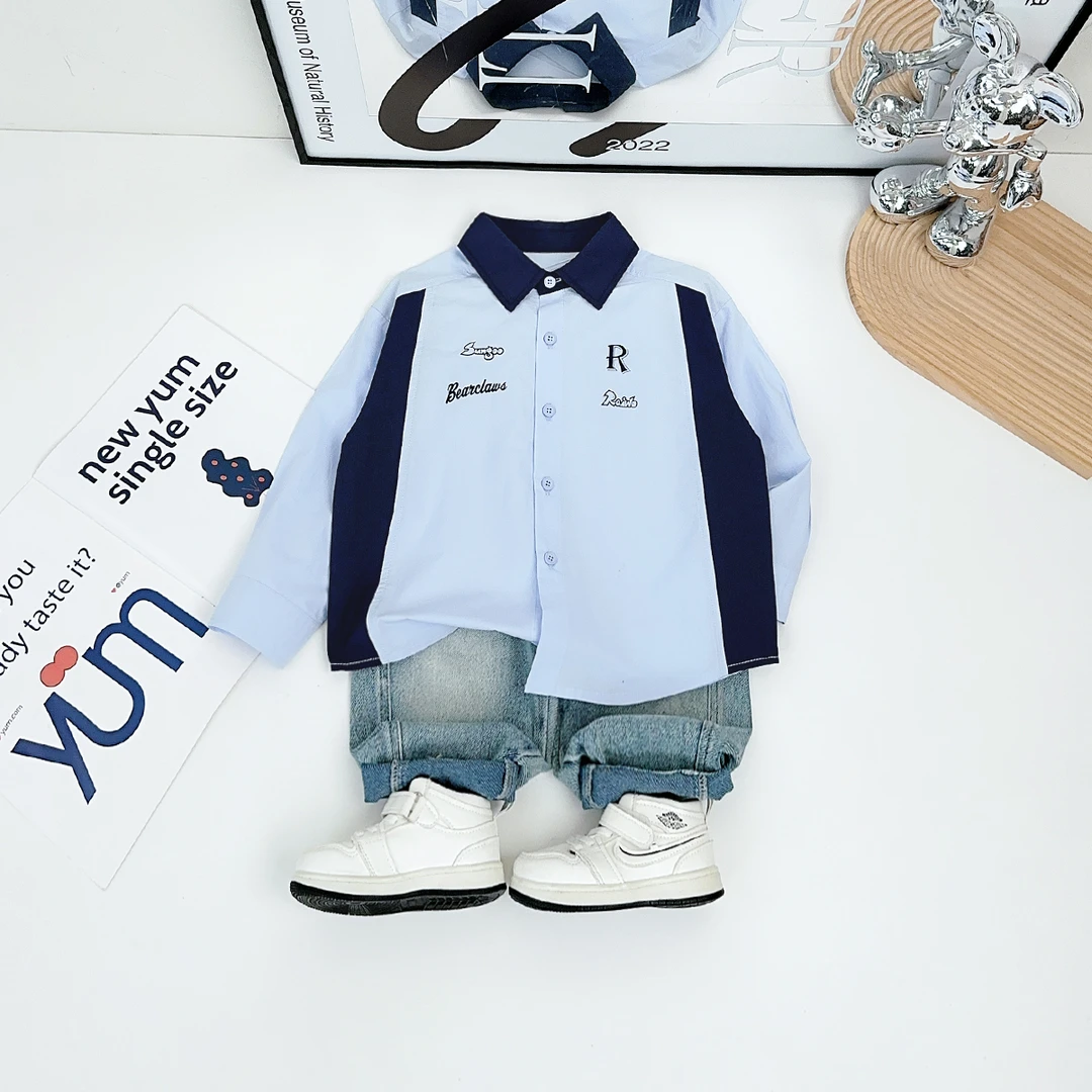 儿童衬衫长袖2025新款春装男童春秋上衣潮 ZM25019 悠悠童话童装