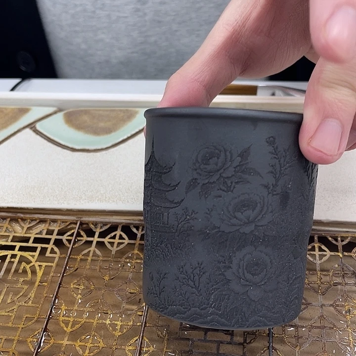 茶杯紫砂花开富贵