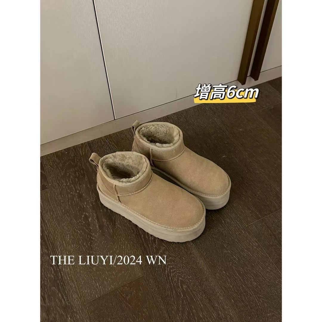 【LIUYI】冬季真皮羊毛厚底雪地靴6846