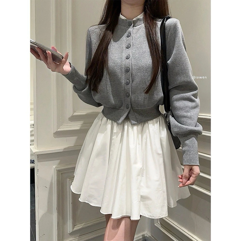 【高个子定制】加长拼接开衫灰色设计感上衣显瘦