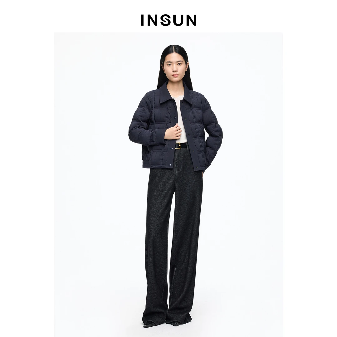 INSUN恩裳专选2026春季翻领H型轻量鹅绒羽绒服
