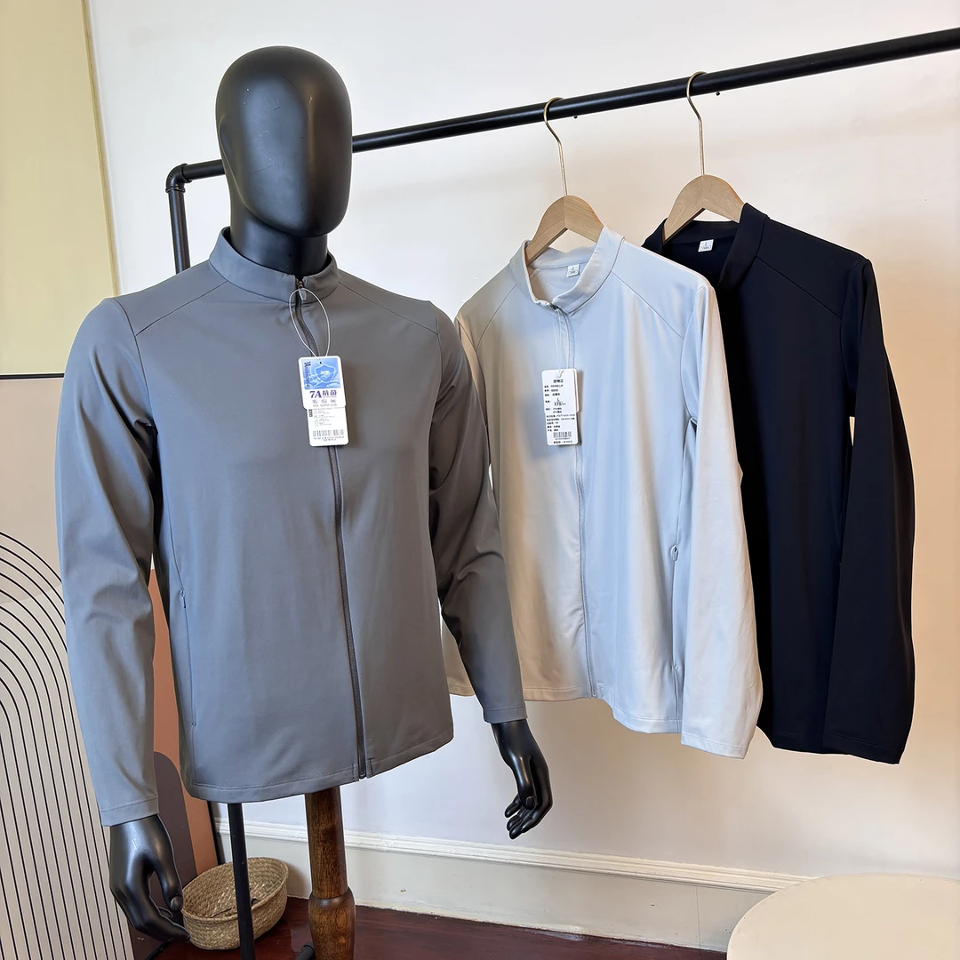 立领开衫运动上衣 户外男士早秋亲肤透气弹力纯色轻薄夹克外套潮