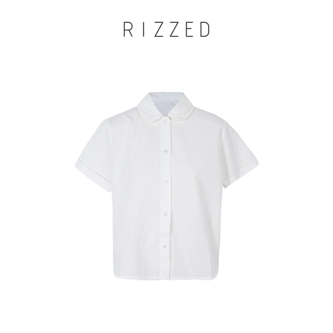 RIZZED【甜心】春夏简约花边设计休闲短袖衬衫 RHCA1004