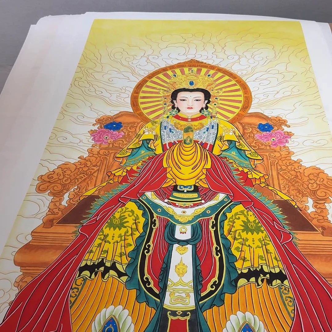 相***生国画碧霞元君一副作品