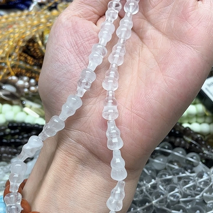 玛瑙/玉髓合金珠宝半成品一条8x15m白水晶葫芦