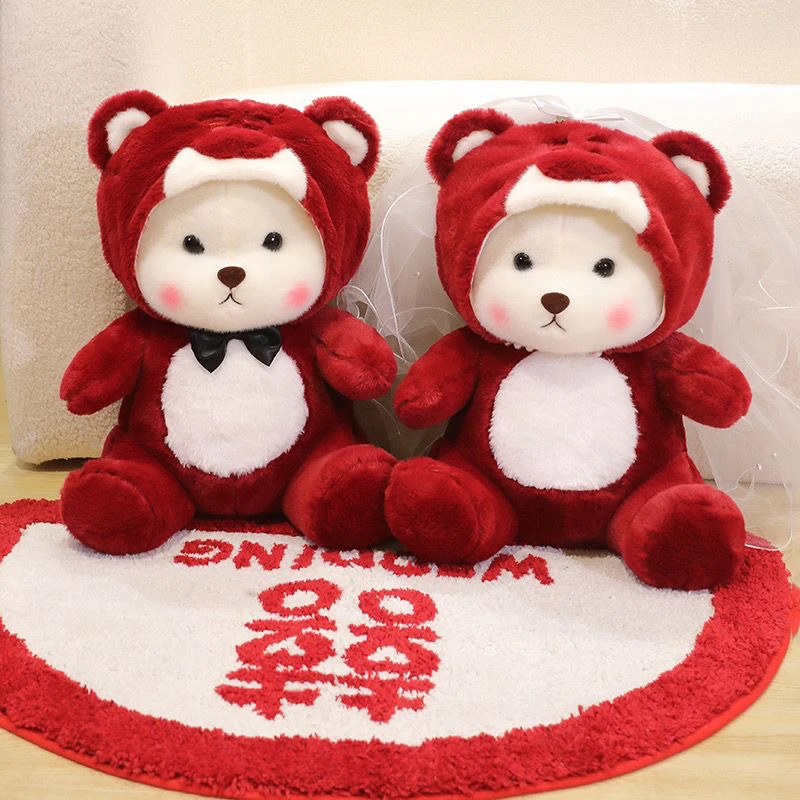 婚床喜娃娃结婚压床娃娃一对中式婚庆公仔小熊抱枕新婚房布置用品