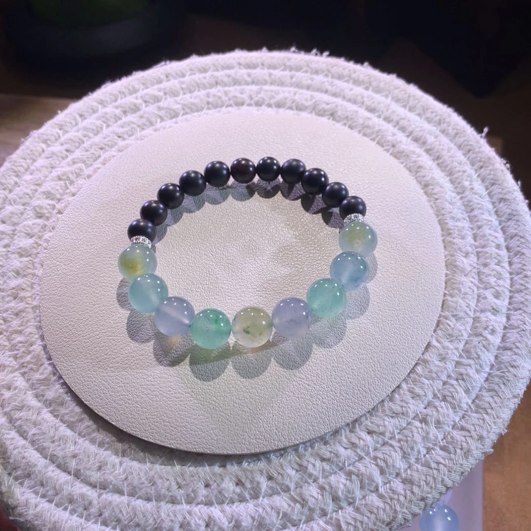 散珠翡翠天然缅a飘彩半串